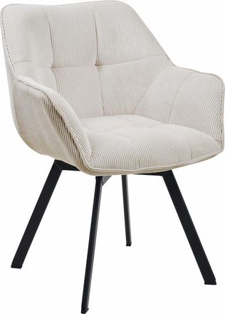 Clp Silla de comedor con reposabrazos en pana crema