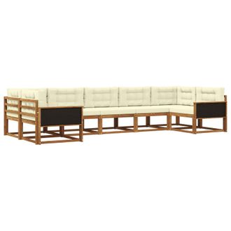 vidaXL Conjunto De Sof&aacute;s De Exterior Con Coj&iacute;n 7 Pcs Natural Y Crema Vidaxl
