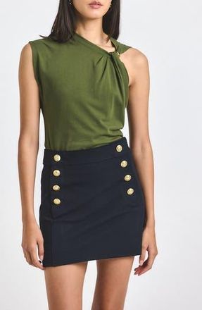Derek Lam Reyna Stretch Cotton Twill Sailor Miniskirt in Midnight at Nordstrom Rack, Size 14