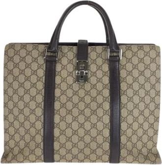 Gucci Pre-owned Tote Bags, male, Multicolor, Size: ONE SIZE Pre-owned GG Supreme Canvas Leather Business Bag