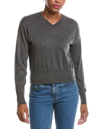 Autumn Cashmere Long Sleeve High V-Neck Cashmere Sweater