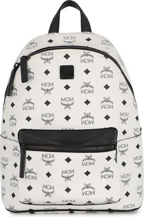MCM Mcm Visetos Black White Leather Backpack (Pre-Owned)