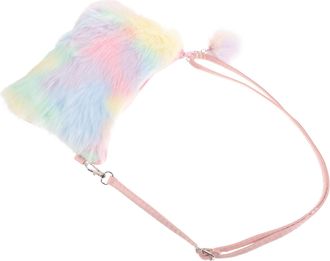 Supvox Colorful Plush Crossbody Shoulder Bag for Women, Soft Rainbow Storage Pouch, Single Strap One Shoulder Bag for Daily Use and Casual Outings