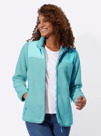 Casual Looks Langjacke CASUAL LOOKS, Damen, Gr. 44, blau (ozean), 100% Polyester, Besatz:100% Polyester, unifarben, Jacken Langjacke
