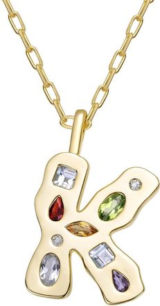 Genevive 14K Plated Cz Alphabetical Necklace