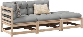 vidaXL Set Divani Giardino 3 pz con Cuscini in Legno Massello di Pino - Vidaxl