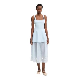 Stine Goya Jurk van verfraaid cr&ecirc;pe- verhoogd bustermodel - Dames - Jurken - Blauw - Maat: M Poliester
