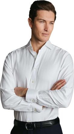 CHARLES TYRWHITT Cutaway Collar Non-Iron Herringbone Shirt in White at Nordstrom, Size 16.5 - 33