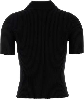 Courr&egrave;ges Womens Knit Polo Shirt Black Viscose Polyester