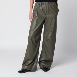 Maison Margiela Pantaloni a gamba larga verde kaki in ecopelle