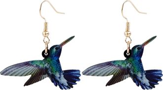 Generic Acrylic Pendant Bird Earrings Jewelry Women Girls Children Gift Clip on for 10-12 (Dark Blue, One Size)