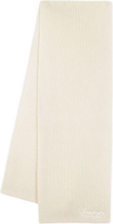 Versace Unisex Logo-Embroidered Cotton Scarf Beige