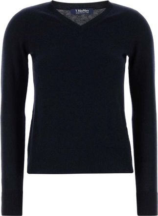 Max Mara Idoneo Sweater - Dames - V-hals truien - Blauw - XS - Wol - Truien & Vesten