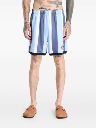 Pleasures Shorts met gestreepte vlakken - Blauw