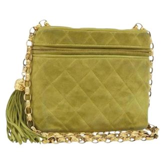 Chanel Pre-owned Cross Body Bags, female, Green, Size: ONE SIZE Pre-owned Vintage Suede Shoulder Bag