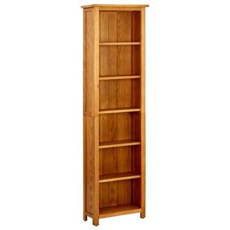 vidaXL Bookcase Natural Oak Solid Oak Wood Six-Tier Bookcase