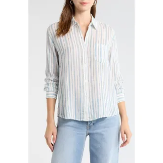 Rails Charli Stripe Linen Blend Shirt in Windward Stripe at Nordstrom, Size Xx-Large