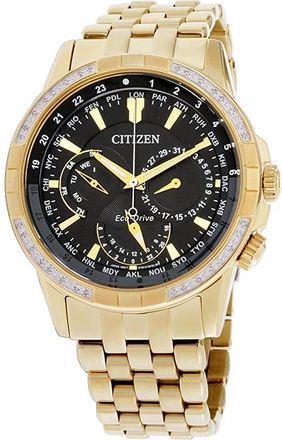 Citizen Chronograph Diamond Black Dial Mens Watch BU2082-56E