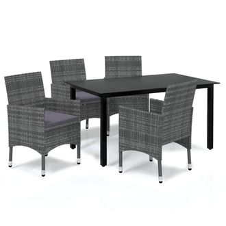 vidaXL Vidaxl - Juego Muebles Jard&iacute;n 5 Pzas Con Cojines Rat&aacute;n Sint&eacute;tico Gris