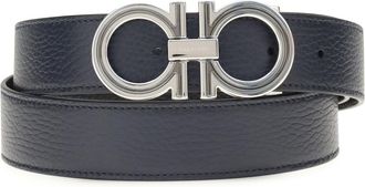Ferragamo Mens Leather Belt Reversible New Navy Calf