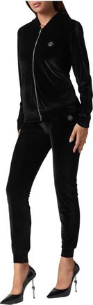 Philipp Plein Jumpsuits & Playsuits, Dames, Zwart, XS, Polyester, Jogging Trainingspak: Hoodie/Broek 3D Skull