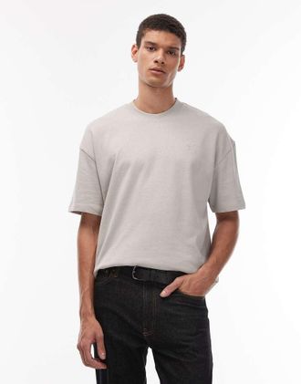 AllSaints Haven - T-shirt grigia con logo piccolo-Grigio