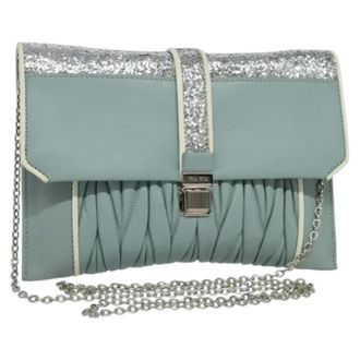 Miu Miu Pre-owned Clutches, female, Blue, Size: ONE SIZE Pre-owned Leather Shoulder Bag