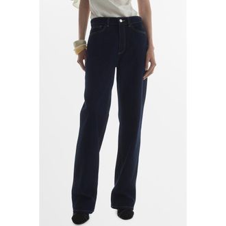 Mango High Waist Straight Leg Jeans in Open Blue at Nordstrom Rack, Size 4