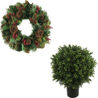 Creative Displays Inc. Classic Christmas Holiday Wreath & Uv Boxwood Drop-In