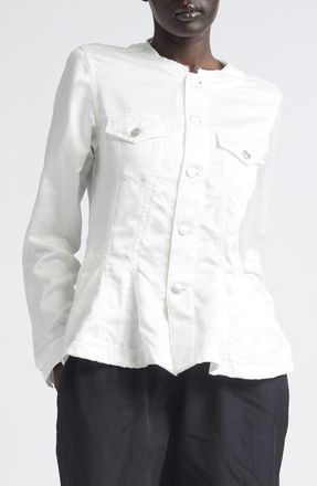 Comme Des Gar&ccedil;ons Raw Edge Satin Peplum Jacket in White at Nordstrom, Size X-Small
