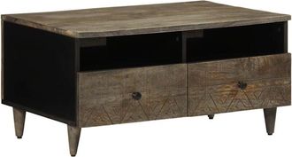 vidaXL Mesa De Centro Madera Maciza De Mango Gris Claro 80x54x40 Cm Vidaxl