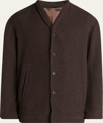 Giorgio Armani Mens Slant-Pocket Cashmere and Wool Cardigan