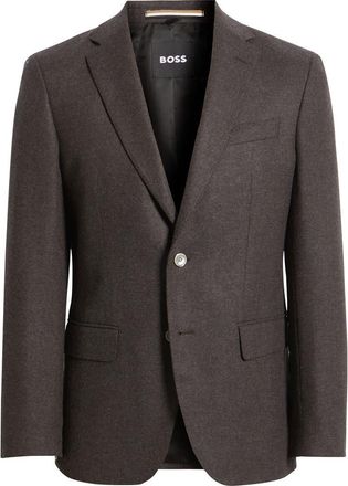 BOSS Hutson Brushed Wool & Cashmere Sport Coat in Dark Brown at Nordstrom, Size 42 Regular
