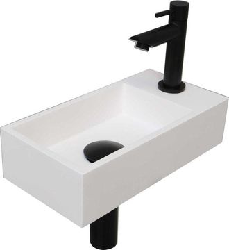 Bernacchini Versus Fonteinpack - Polystone - rechts fonteinkraan - designsifon - afvoerplug - incl bevestiging