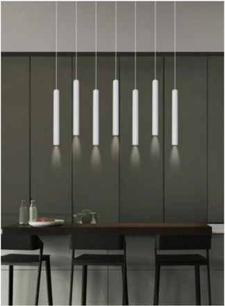 Trade Shop Trade Shop Traesio - Trade Shop - Lampadario A Sospensione Design Moderno Cilindro Soffitto Attacco Gu10 Ip20 A61 - Blanco