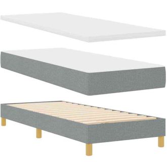 vidaXL Cama Con Somier Y Colch&oacute;n Crema 90x200 Cm Fabric Gris Claro Vidaxl