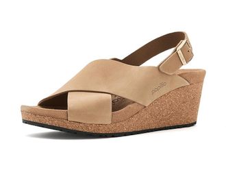 Birkenstock Papillio By Birkenstock Samira Wedge - Nubuck Leather Womens Dress Sandals Sandcastle : EU 41 (US Womens 10-10.5) Narrow