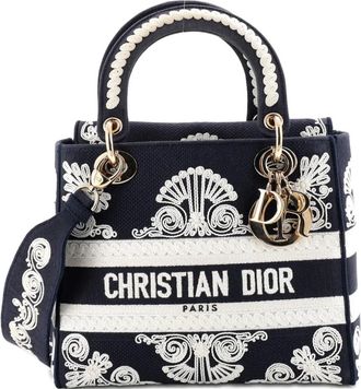 Dior Borsa a tracolla Lady D-Lite media in tela con ricamo - Blu