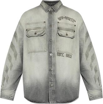 Off-white Denim Overhemd Met Zakken - Heren - Spijkeroverhemden - Grijs - S - Denim - Overhemden