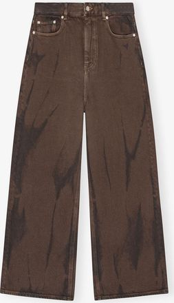 Ganni Brown Baggy Wide Jeans in Overdyed Denim - Size 27 Organic Cotton