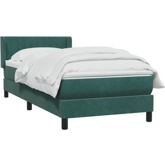vidaXL Cama Box Spring Con Colch&oacute;n Terciopelo Verde Oscuro 90x210 Cm Vidaxl