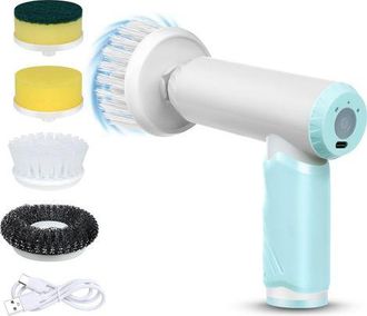 OEM Cepillo De Limpieza El&eacute;ctrico Recargable Con 4 Cabezales - Limpieza De Azulejos - Resistente Al Agua Ipx7 - Para Ba&ntilde;o, Cocina Y Rincones De Cocina