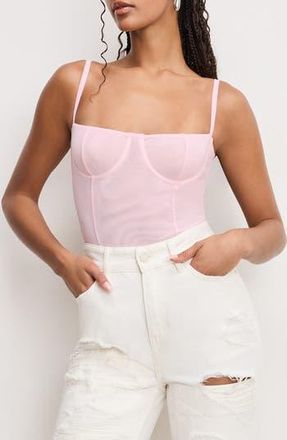 Good American Corset Demi Mesh Bodysuit in Bubblegum005 at Nordstrom Rack, Size X-Large