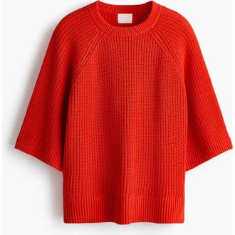 H&M Rib-knit Top in Bright Red at Nordstrom, Size X-Small