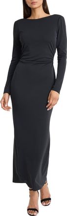Maggy London Long Sleeve Boat Neck Maxi Dress in Black at Nordstrom Rack, Size 12