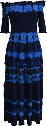 Altuzarra Tie-Dye Accent Midi Dress in Navy Blue Viscose