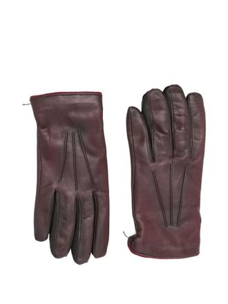 Paul Smith Burgundy Gloves In Leather And Wool