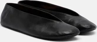 The Row Fay leather ballet flats