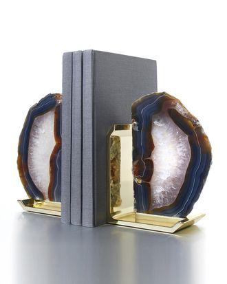 ANNA new york Fim Agate & Brass Bookends