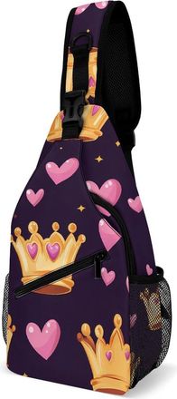 Generic Heart Pattern Mens Crossbody Chest Sling Bag for Travel Hiking Lightweight Shoulder Bags with Small Side